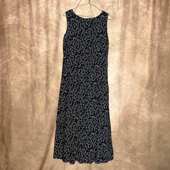 Vintage 90s Kathie Lee Floral Vine Print Sleeveless Maxi Dress Whimsigoth Fairy - Picture 6 of 8